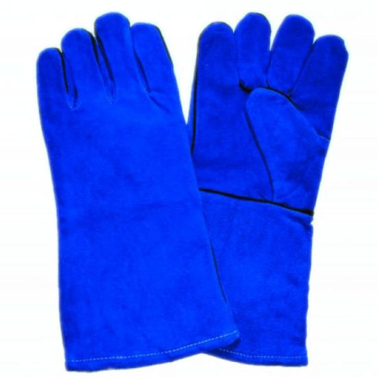 Guante Para Soldar Azul Hilo Kevlar Puño Largo Forro Interio