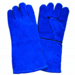 Guante Para Soldar Azul Hilo Kevlar Puño Largo Forro Interio