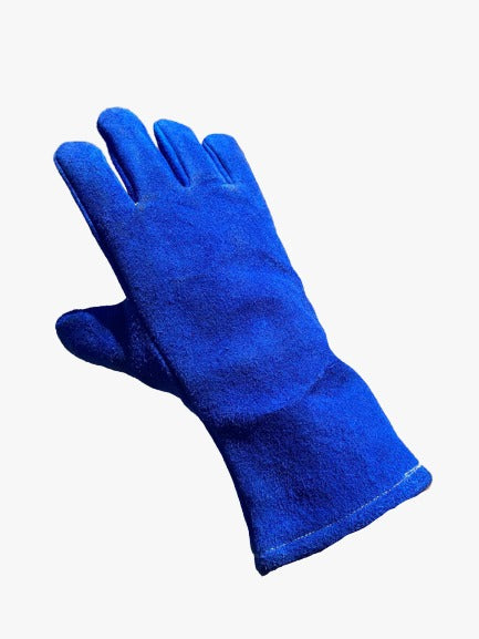 Guante Para Soldar Azul Hilo Kevlar Puño Largo Forro Interio