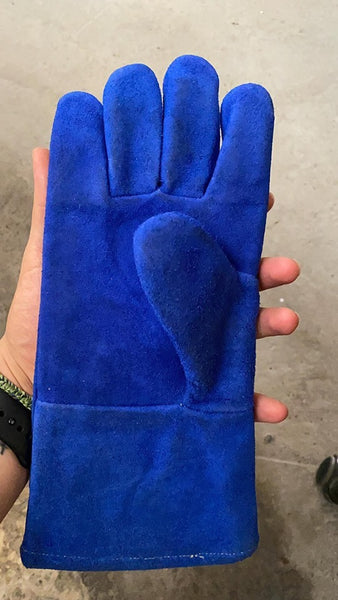 Guante Para Soldar Azul Hilo Kevlar Puño Largo Forro Interio